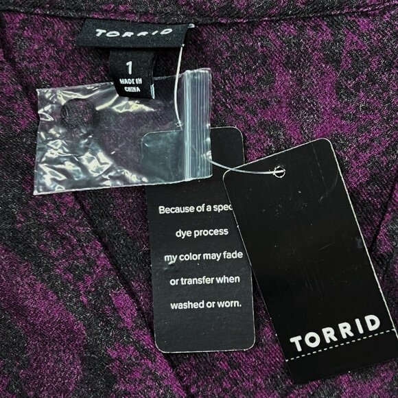 torrid Mini Brushed Rayon Purple Snake Print Drawstring Shirt Dress Size 1 - NWT - Picture 8 of 8